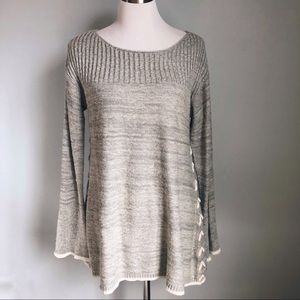Knox Rose Marled Grey Knit Pullover Sweater, size Medium